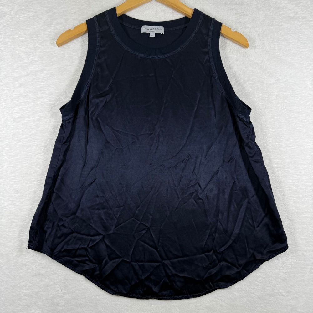 Michael Stars Navy Blue Sleeveless Satin Finish Tank Top DST005 Womens Medium
